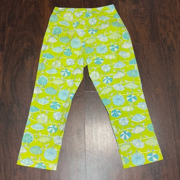 Lilly Pulitzer High Waist Cropped Pants whimsical ducks & umbrella prints size 8 - Picture 8 of 15